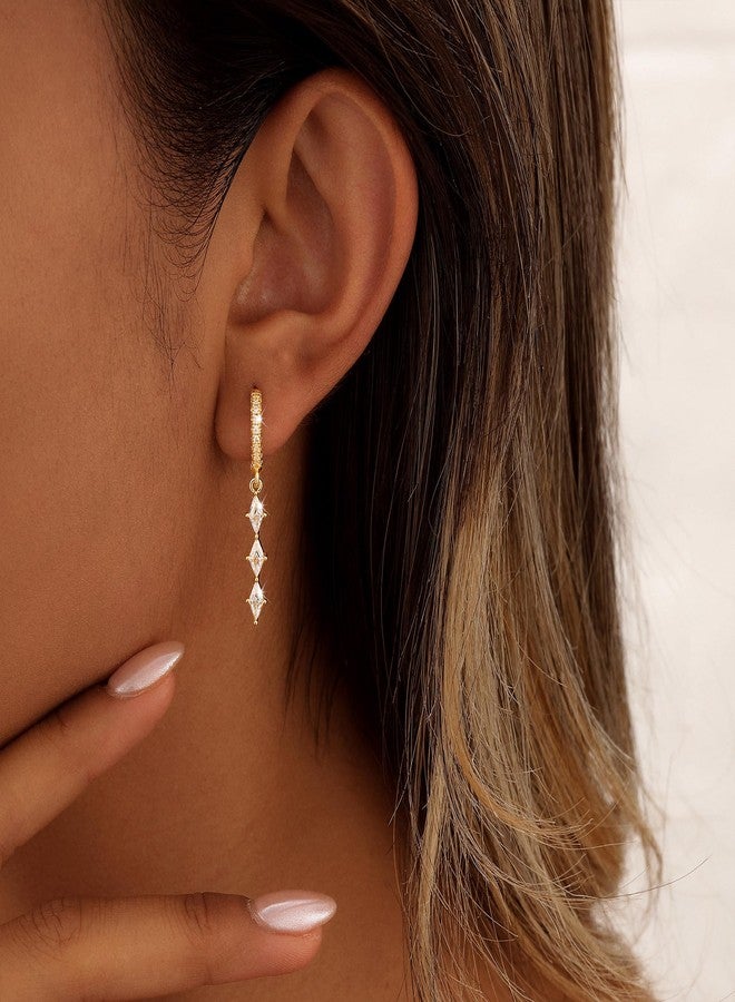 Amicon Dangle Earrings for Women, Dainty Gold Earrings 14K Gold Drop Earrings for Women Trendy Hypoallergenic Long Gold Wedding Earring Small Formal Prom Earring Waterproof Fashion Womens Jewelry - Image 3